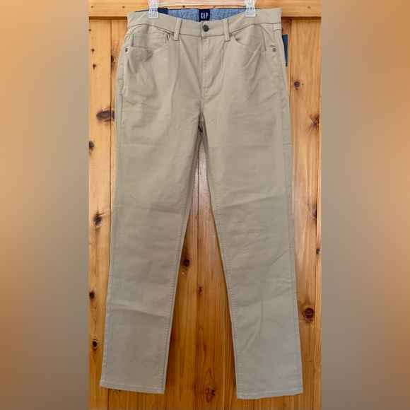 NWT Gap Mens 5 Pocket Pants 34 X 32 Chinchilla Color Stretch Slim Fit Classic - Picture 1 of 7